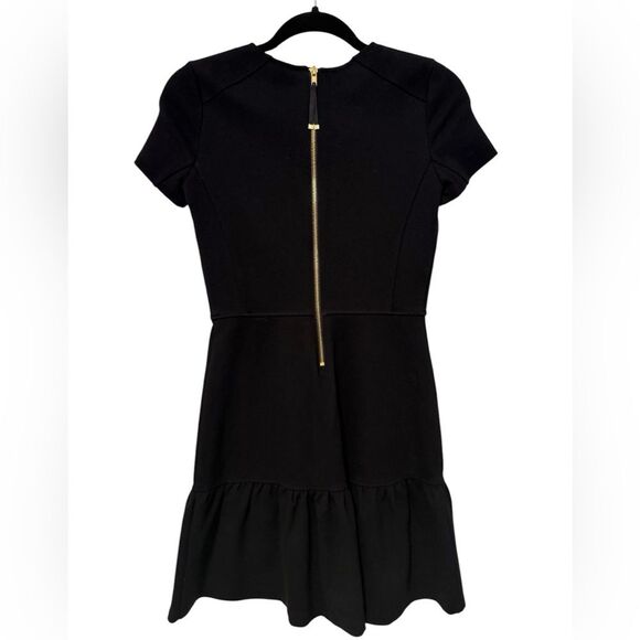 Juicy‎ Couture Drop Waist Round Neck Flirty Ruffle Ponte Dress Black Extra Small - Picture 2 of 11